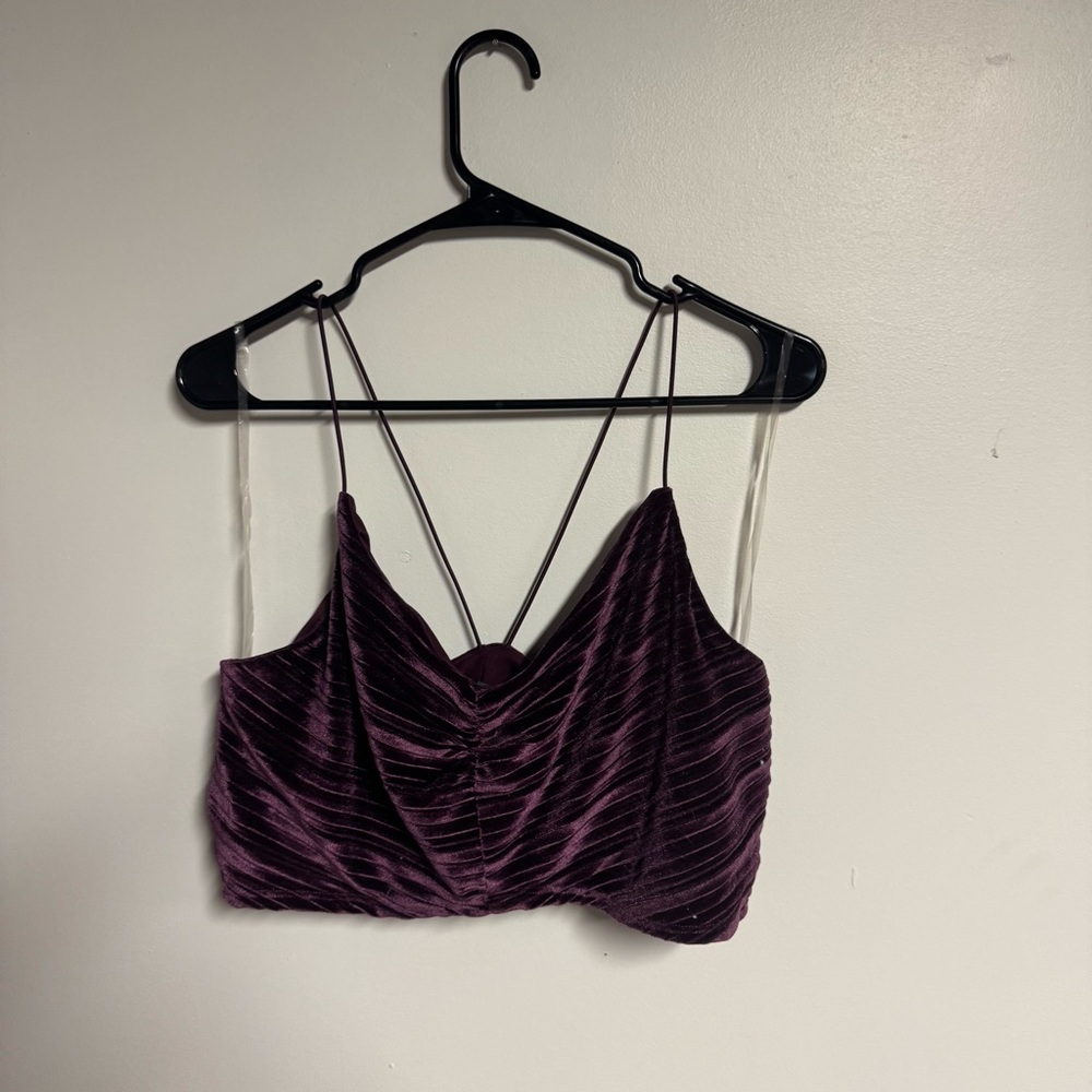 Wild Fable Deep Purple Velvet Strappy Top